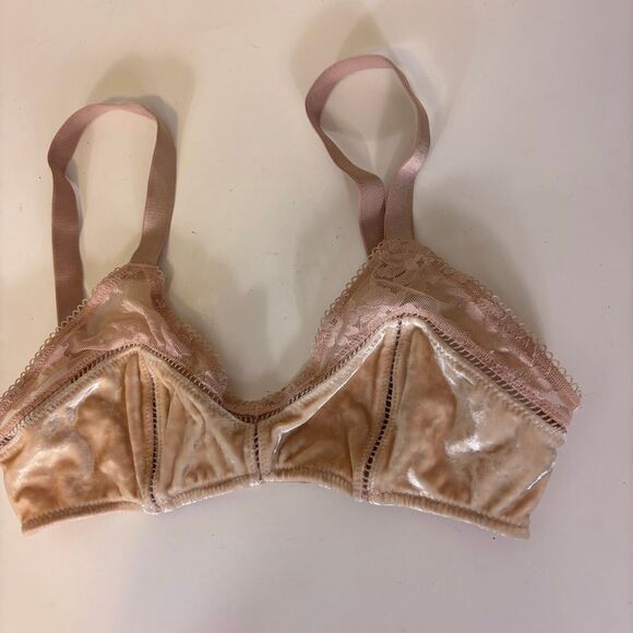 Victoria's Secret Tan Velvet with Lace Bralette Bra XS - Picture 4 of 6